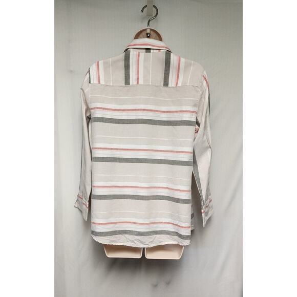 FOXCROFT Womens Collared Shirt Striped Button-Down Top Size 8 - Picture 6 of 12